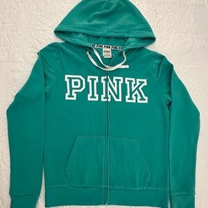 Victoria Secret XS PINK Teal Zip Hoodie